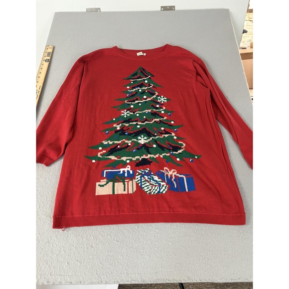 Christmas Tree Sweater Womens 3XL Red Ugly Christmas Holiday Pullover Crewneck - Picture 1 of 5